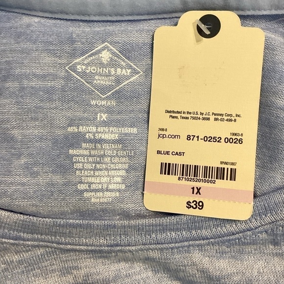 St. John's Bay Short Sleeve T-Shirt Size 1X Blue - Picture 6 of 6